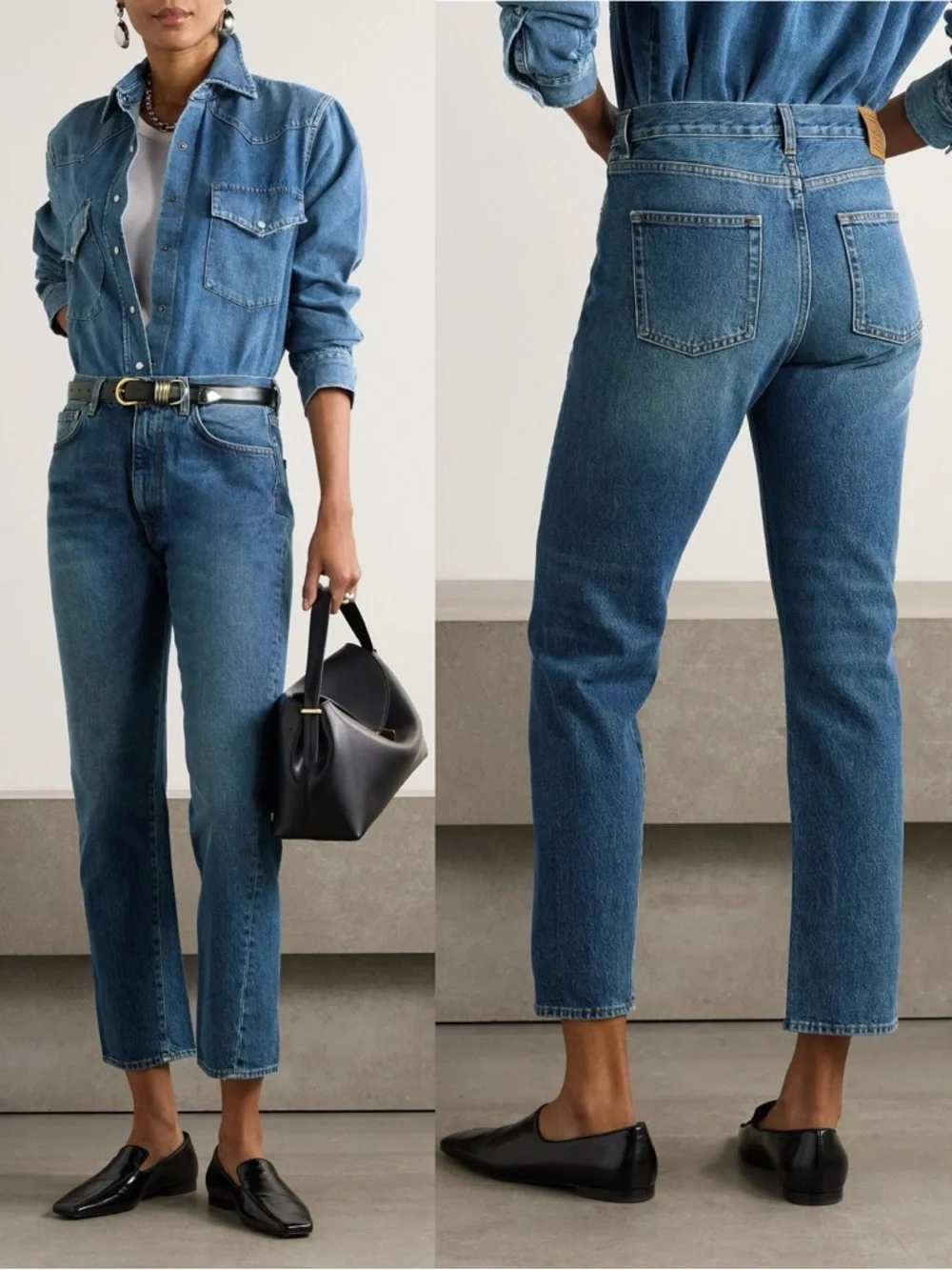 Toteme Twisted Seam Jeans Washed Blue Straight Tapered Ankle Denim 28